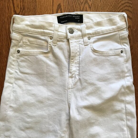 Veronica Beard Carly Kick Flare Jeans Denim Womens 27 White Raw Hem High Rise - Picture 5 of 13